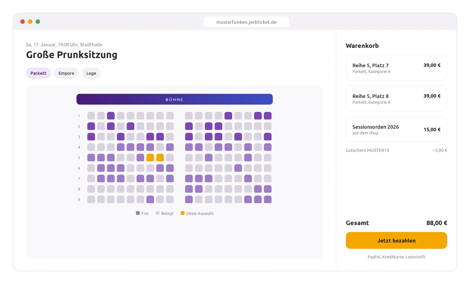 Ticketshop mit Saalplan